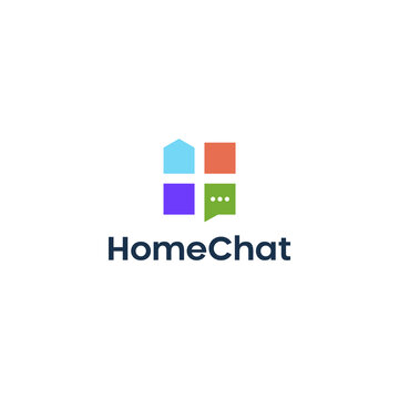Home house chat logo design simple creative concepts Premium