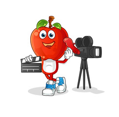 apple head cartoon director mascot. cartoon vector