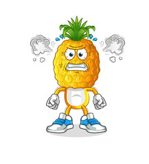 pineapple head cartoon very angry mascot. cartoon vector