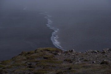Green Grassy mountain Landscape in the highlands. Travel and nature on a beautiful cold day