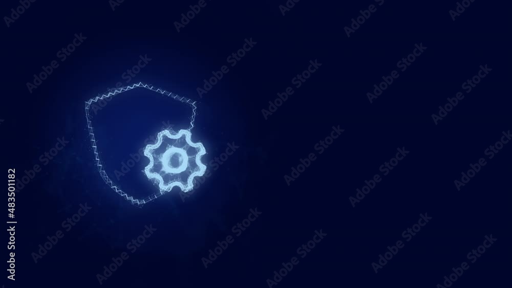 Aufkleber Shield with settings gear icon with plexus effect. Connected lines with dots. Lines plexus