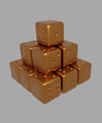 pyramid of dice copper render