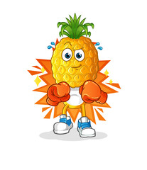 pineapple head cartoon boxer character. cartoon mascot vector