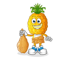 pineapple head cartoon ancient. cartoon mascot vector