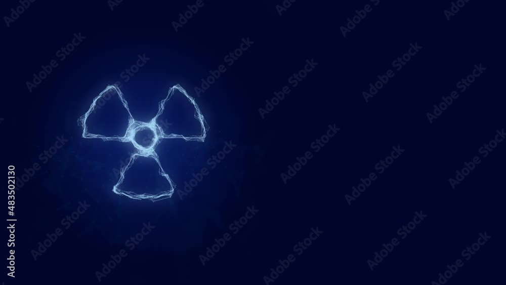Poster Radioactive symbol icon with plexus effect. Connected lines with dots. Lines plexus