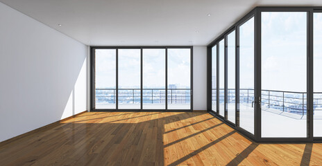 Illustration 3D rendering large luxury modern bright interiors Living room mockup computer digitally generated image