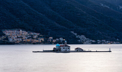 view of the island of Kotor bay in Montenegro. - obrazy, fototapety, plakaty