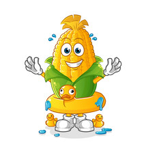 corn with duck buoy cartoon. cartoon mascot vector