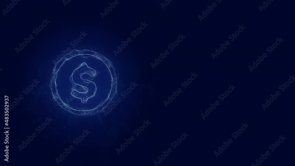 Poster Dollar symbol icon with plexus effect. Connected lines with dots. Lines plexus