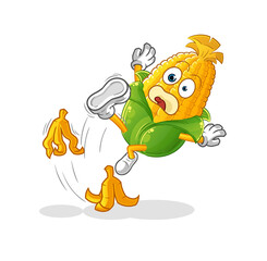 Obraz premium corn slipped on banana. cartoon mascot vector
