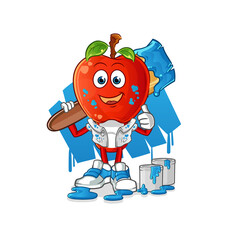 Obraz premium apple head cartoon painter illustration. character vector