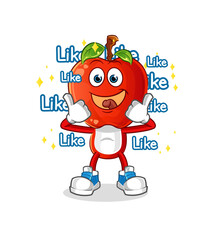 apple head cartoon give lots of likes. cartoon vector