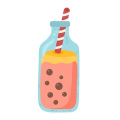 Taiwan ice milk chocolate or coffee with boba tapioca pearls