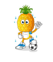 pineapple head cartoon playing soccer illustration. character vector