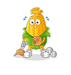 corn baseball Catcher cartoon. cartoon mascot vector