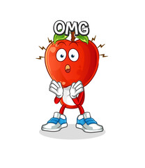 apple head cartoon Oh my God vector. cartoon character