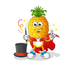 pineapple head cartoon magician illustration. character vector