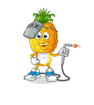 recommend clip art: pineapple head cartoon welder mascot. cartoon vector