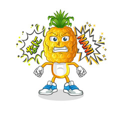 pineapple head cartoon anime angry vector. cartoon character