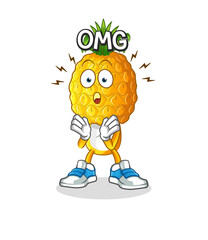 pineapple head cartoon Oh my God vector. cartoon character