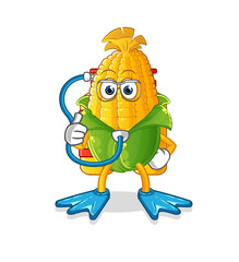 corn diver cartoon. cartoon mascot vector