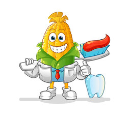 corn dentist illustration. character vector