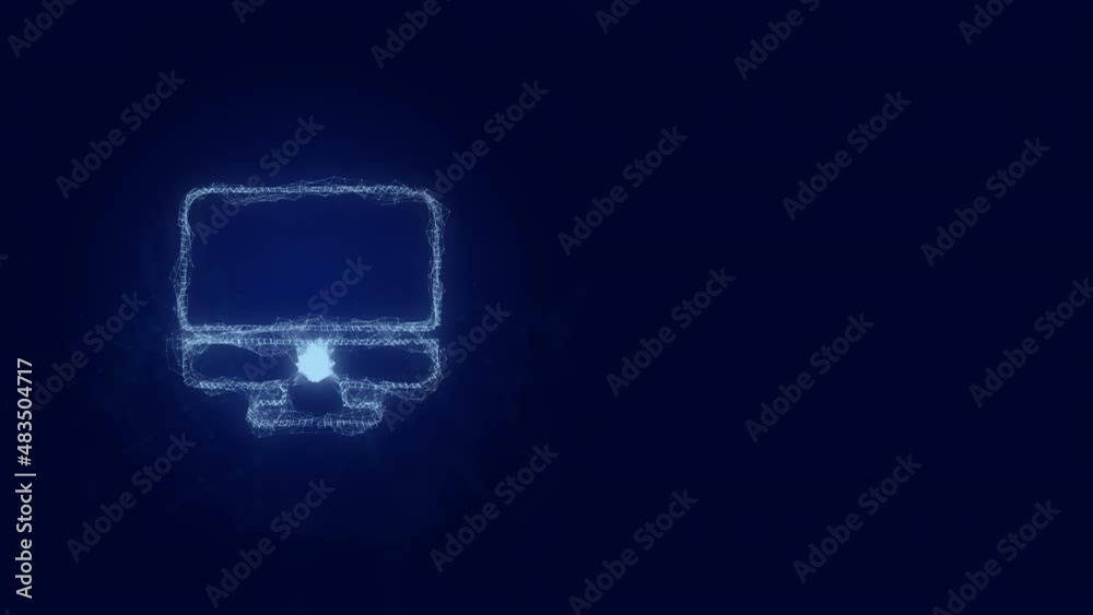 Poster Computer monitor icon with plexus effect. Connected lines with dots. Lines plexus