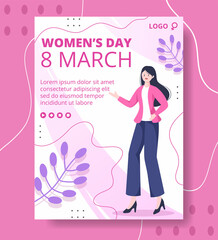 Women's Day Poster Template Flat Illustration Editable of Square Background Suitable for Social Media, Greeting Card and Web Internet Ads