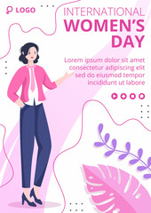 Women's Day Flyer Template Flat Illustration Editable of Square Background Suitable for Social Media, Greeting Card and Web Internet Ads