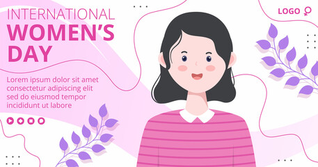 Women's Day Post Template Flat Illustration Editable of Square Background Suitable for Social media, Greeting Card or Web Internet Ads