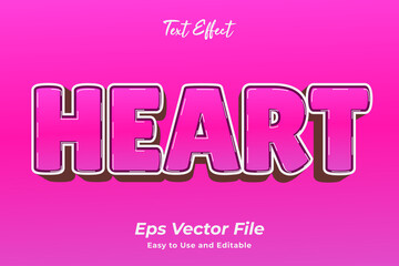 Heart text effect. editable and easy to use. premium vector