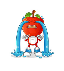 apple head cartoon crying illustration. character vector