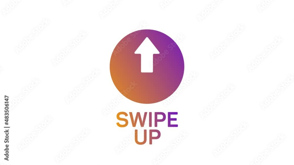 Aufkleber Swipe up, arrow up buttons colorful gradient. Alpha channel without background. Swipe up animation footage.