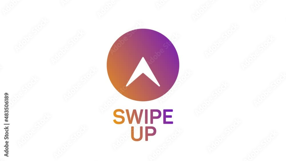 Aufkleber Swipe up, arrow up buttons colorful gradient. Alpha channel without background. Swipe up animation footage.