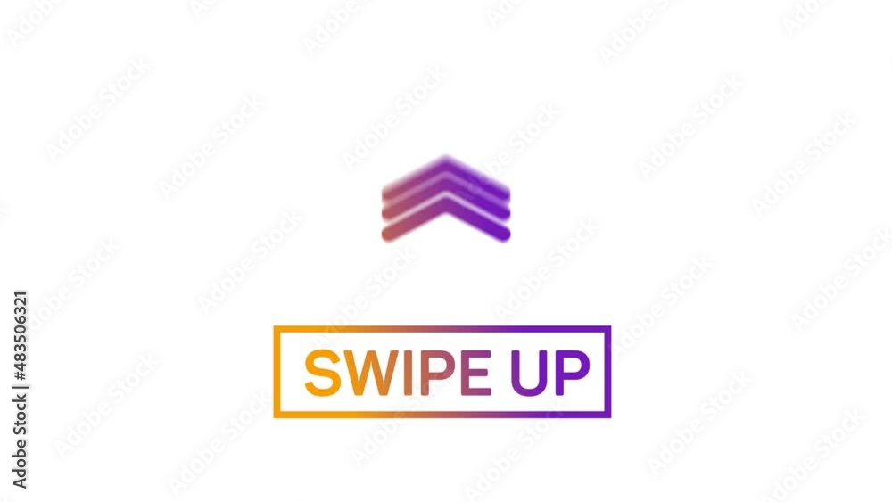 Aufkleber Swipe up, arrow up buttons colorful gradient. Alpha channel without background. Swipe up animation footage.
