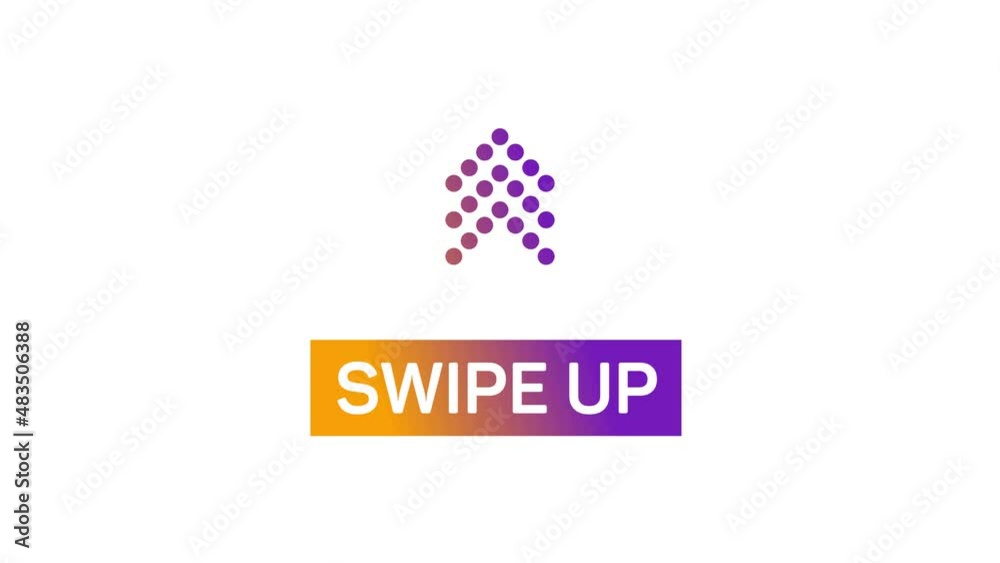 Aufkleber Swipe up, arrow up buttons colorful gradient. Alpha channel without background. Swipe up animation footage.