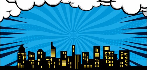 Comic background with city silhouette © anggi wibisono