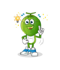 green coconut head cartoon got an idea. mascot vector