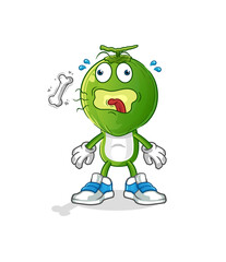 green coconut head cartoon burp mascot. cartoon vector