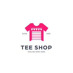 Tee tshirt shop store logo symbol with simple pictogram icon template