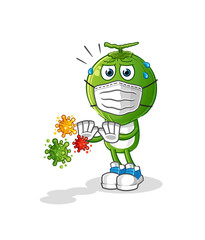 green coconut head cartoon refuse viruses. cartoon mascot vector