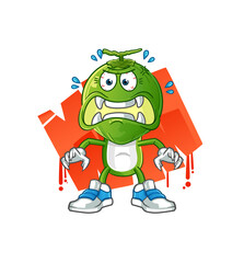green coconut head cartoon monster vector. cartoon character
