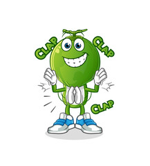 green coconut head cartoon applause illustration. character vector