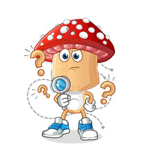 red mushroom head cartoon searching illustration. character vector