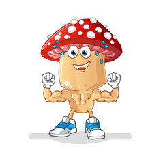 red mushroom head cartoon muscular. cartoon mascot vector © dataimasu