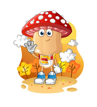 red mushroom head cartoon in the autumn. cartoon mascot vector