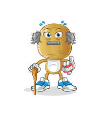 potato head cartoon white haired old man. character vector