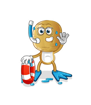 potato head cartoon swimmer with buoy mascot. cartoon vector