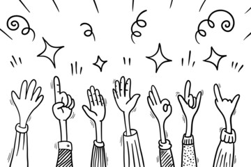 Applause hand draw. Vector illustration.