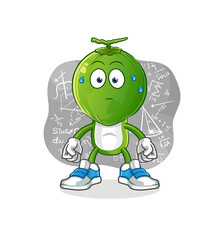green coconut head cartoon thinking hard vector. cartoon character